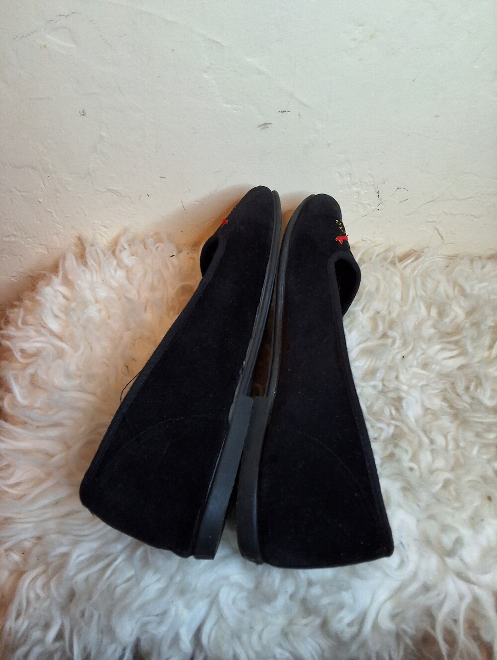 Tinsel Toes Black Velvet Christmas Ornament Embroidered Flats Size 9 LN - Picture 7 of 9